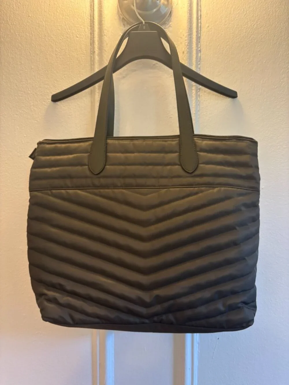 Large Olive Green Quilted Shoulder/Laptop Bag